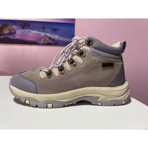 Skechers Boot 9 Purple Leather Relaxed Fit Trego El Captian Hiking Trail Camp